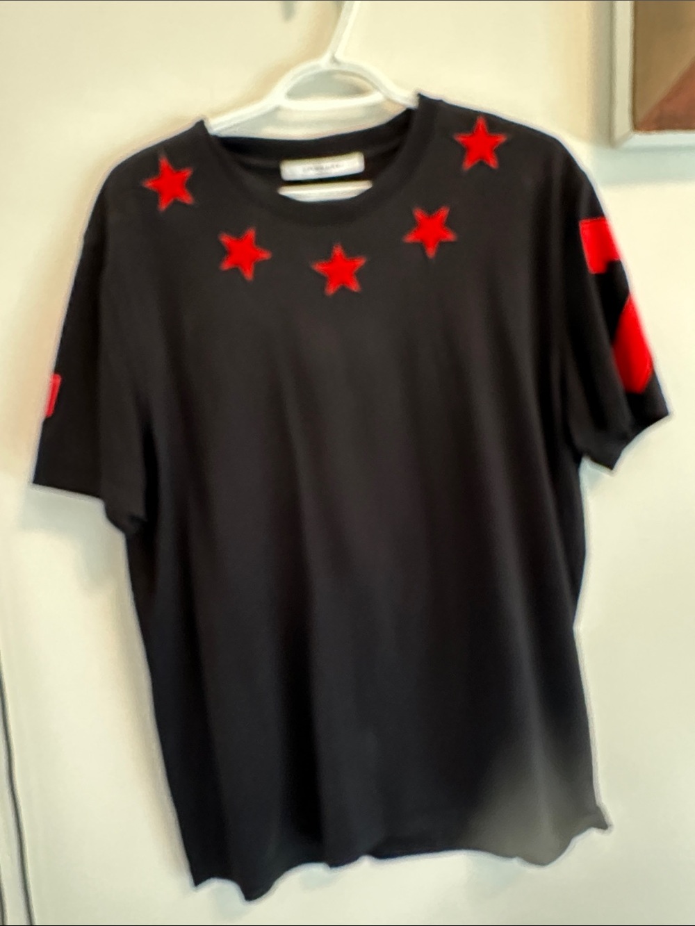 Givenchy Black Tee with Red Star Motif